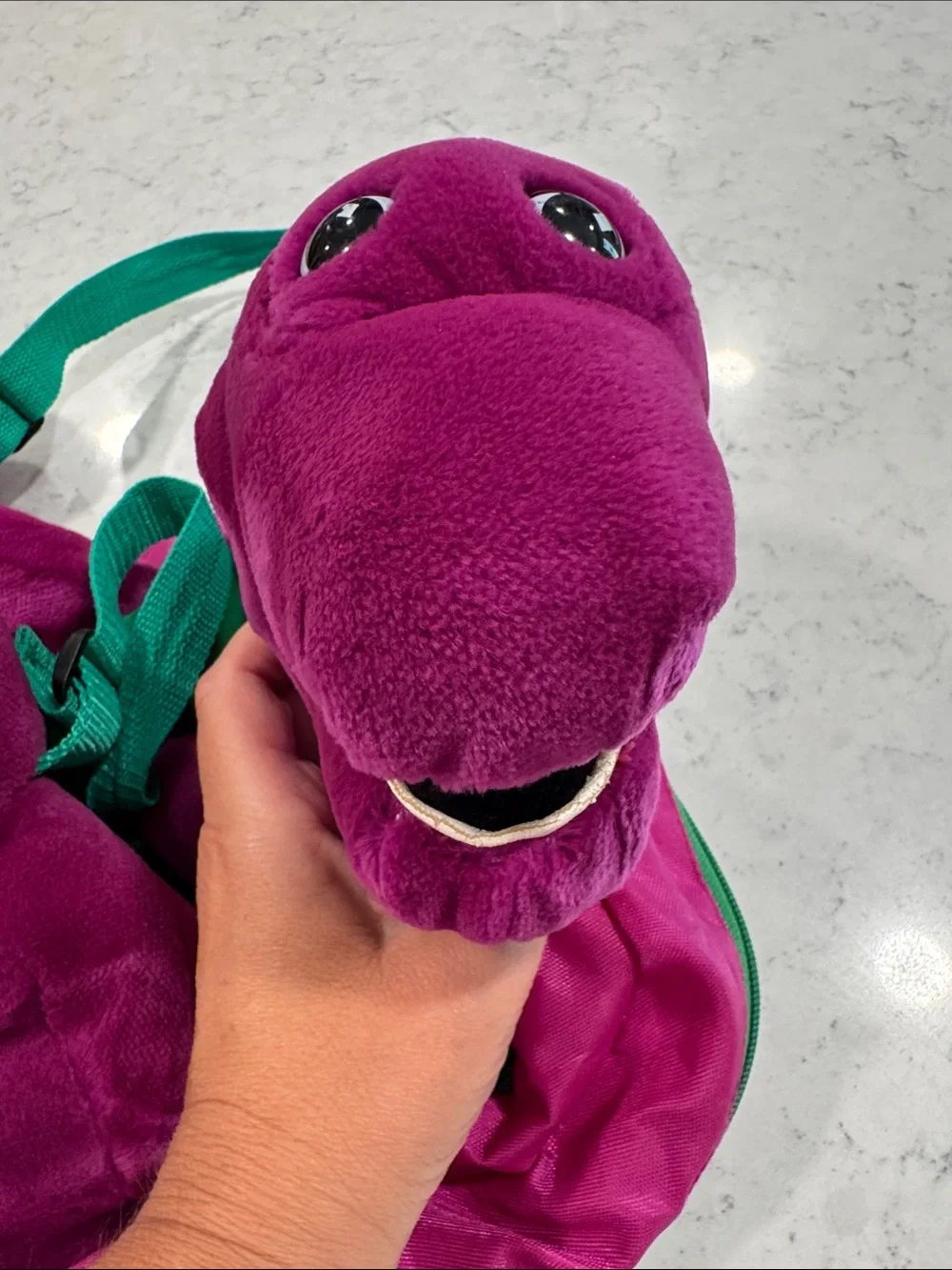 Vintage Barney Purple Dinosaur Plush Character Mini Kids Backpack Purse Costume